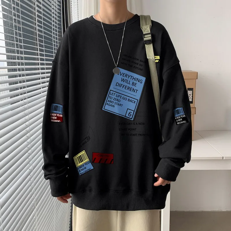 

MoneRffi Spring Autumn Men's Hoodie Korean Style Streetwear Trend Print Pullover Sweatshirt Men Casual Men Clothing Loose Hoodie
