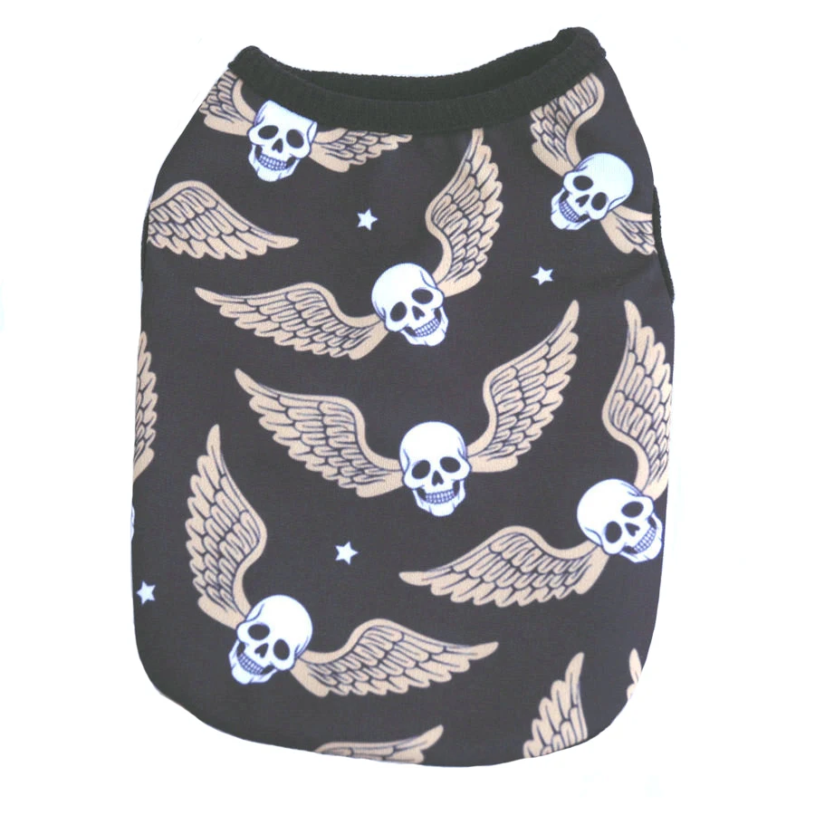 Летняя одежда для собак цветная футболка со щенком голова дьявола хлопковый