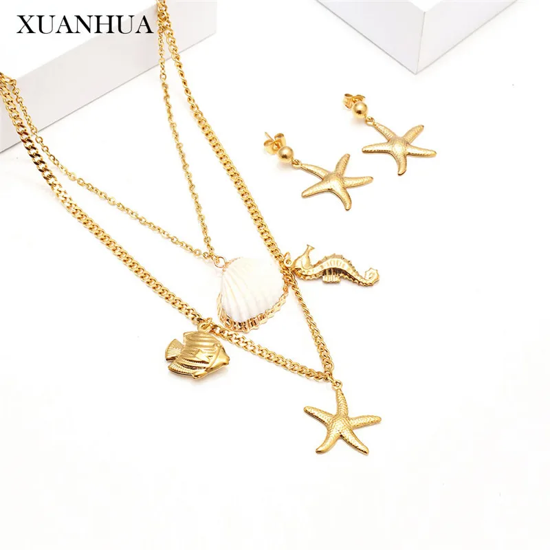 Набор украшений XUANHUA из нержавеющей стали ракушка морской звезды многослойное
