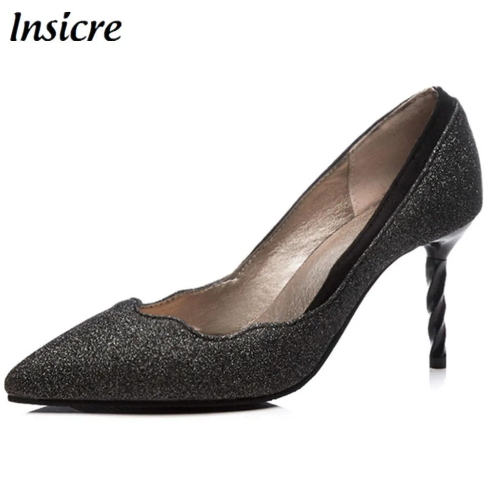 Insicre/Большие размеры 34-48 новые модные женские туфли-лодочки на высоком каблуке