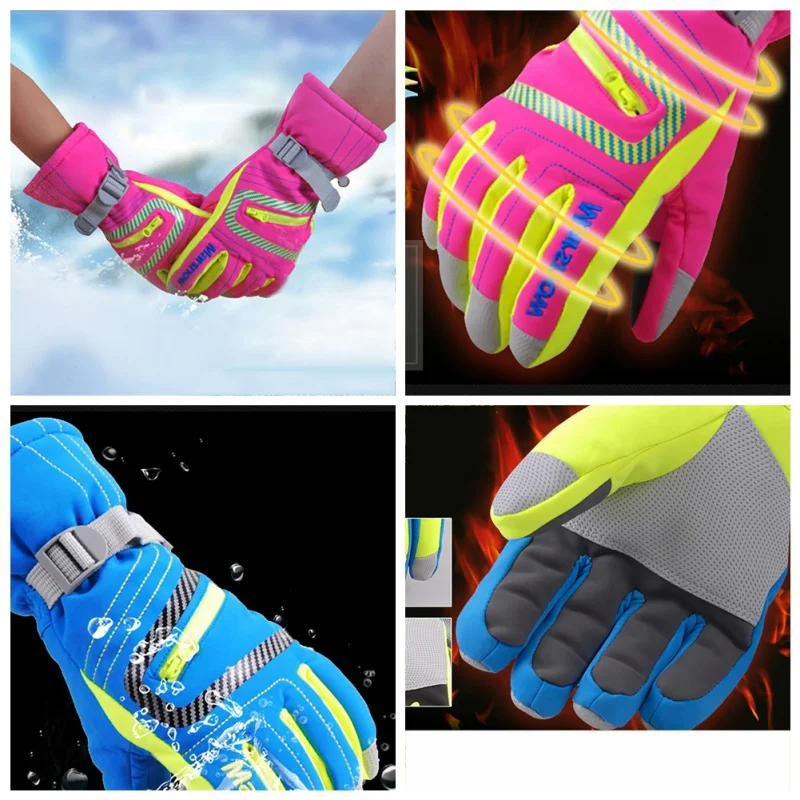 

1 Pair Winter Warm Waterproof Ski Gloves Boys Girls Teenager Adult Sport Cycling Glove Windproof Skiing Snowboard Gloves