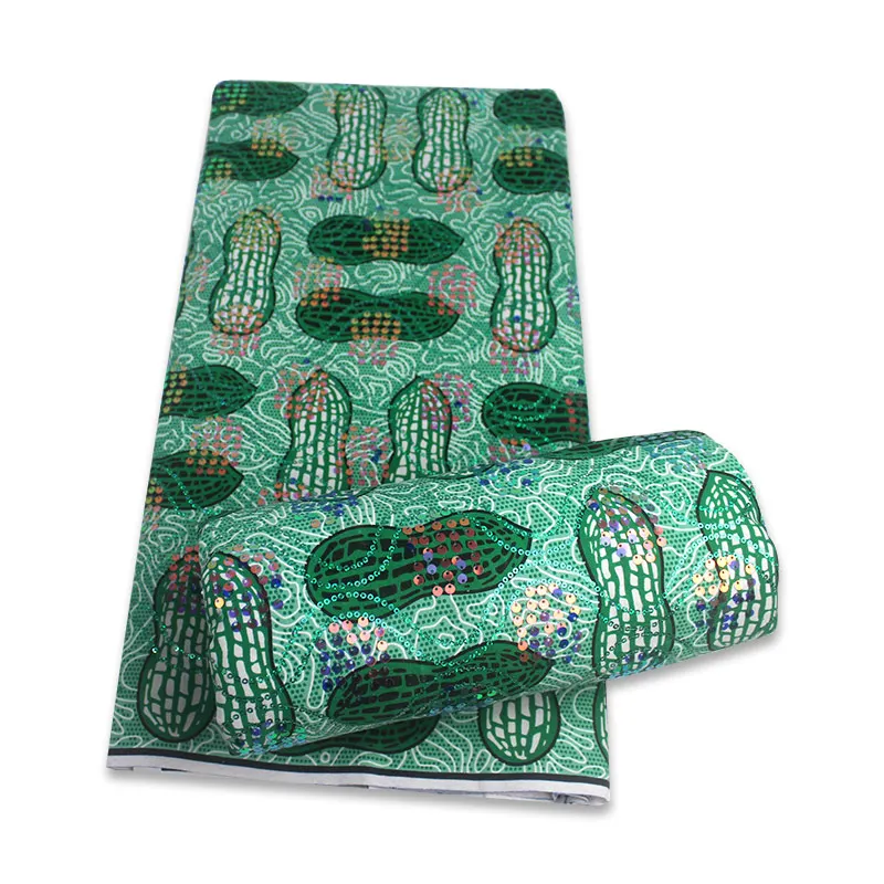 

2021 High Quality Sequin Embroidery Africain Tissu Wax Print Fabric For Dress