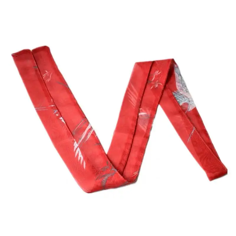 Red Crane high quality Chiffon Antique hanfu cos hair band costume studio cranes printing hair rope hair restoring ancient ways - Цвет: Red Crane