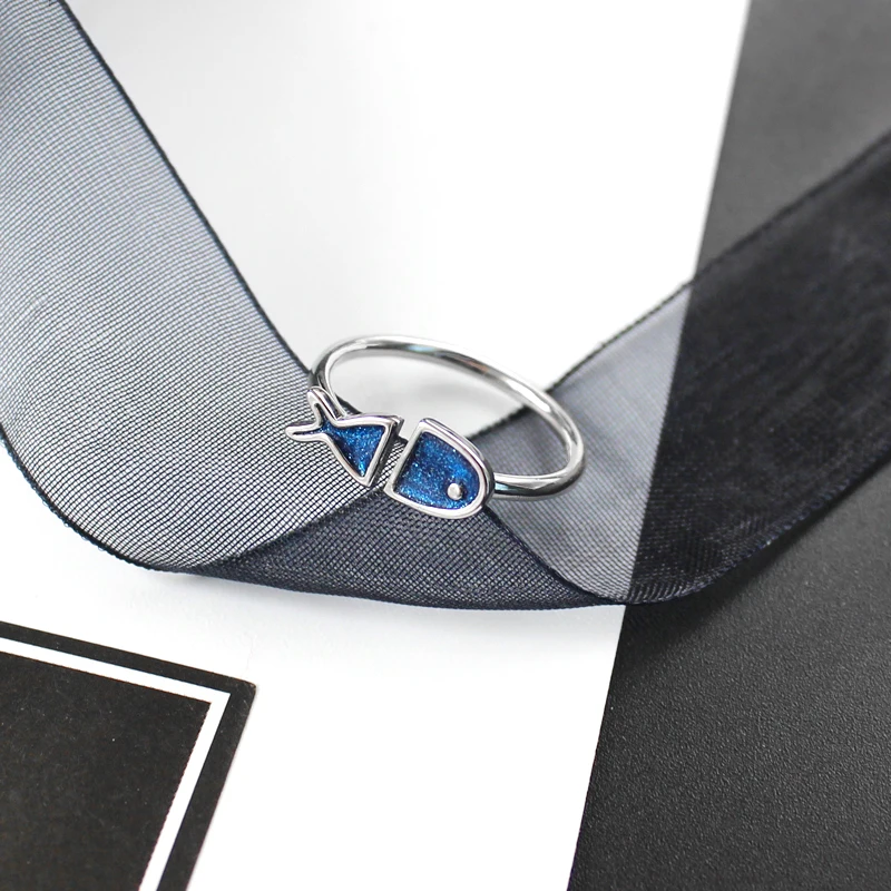 Creative Flash dreamy color Small fish shape Adjustable opening Aluminum alloy Ring trend Fashion Jewellery | Украшения и