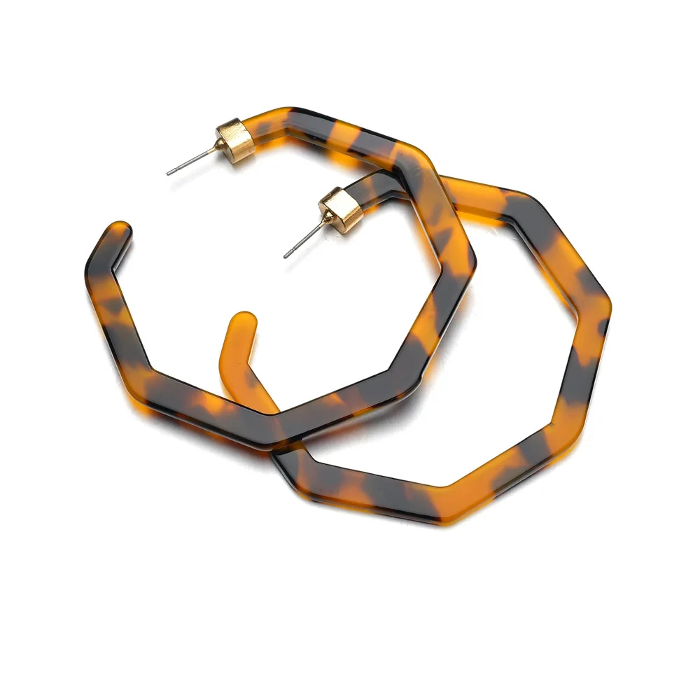Леопардовый цвет акриловый черепаховый корпус большие серьги кольца для женщин