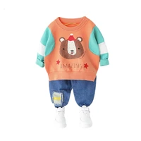 spring autumn children baby boys girls cotton clothes cartoon t shirt jeans 2pcssets toddler fashion clothing infant tracksuits