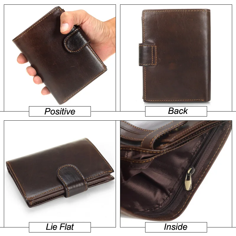 Cross border men's short wallet Retro Leather change sandwich layer cowhide vertical leather bag