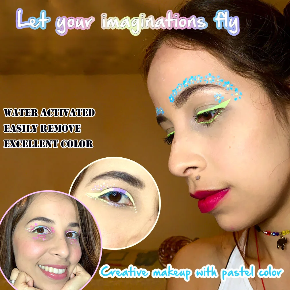 Pastel Face Painting Makeup Kit Easy to remove Water Activated Eyeliner Eyeshadow 4 colors |