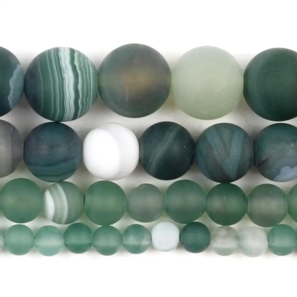 Натуральный матовый зеленый полосатый Бусы из камня Агата Круглые бусины для