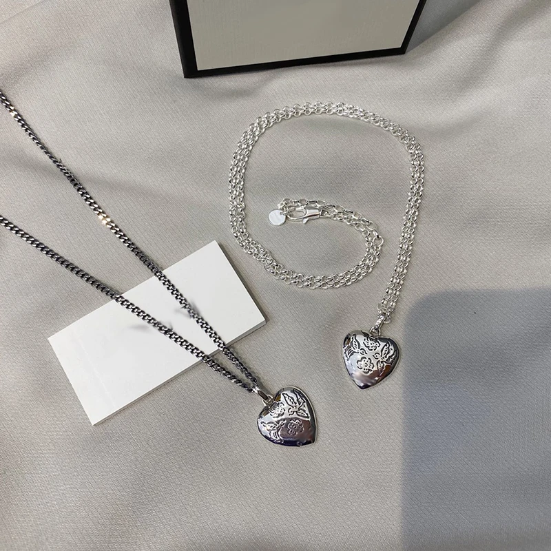 

Ag925 Sterling Silver Love Fearlessflowers And Birds Necklace Men And Women Couple Hip Hop Retro Trend Necklace Of The Party