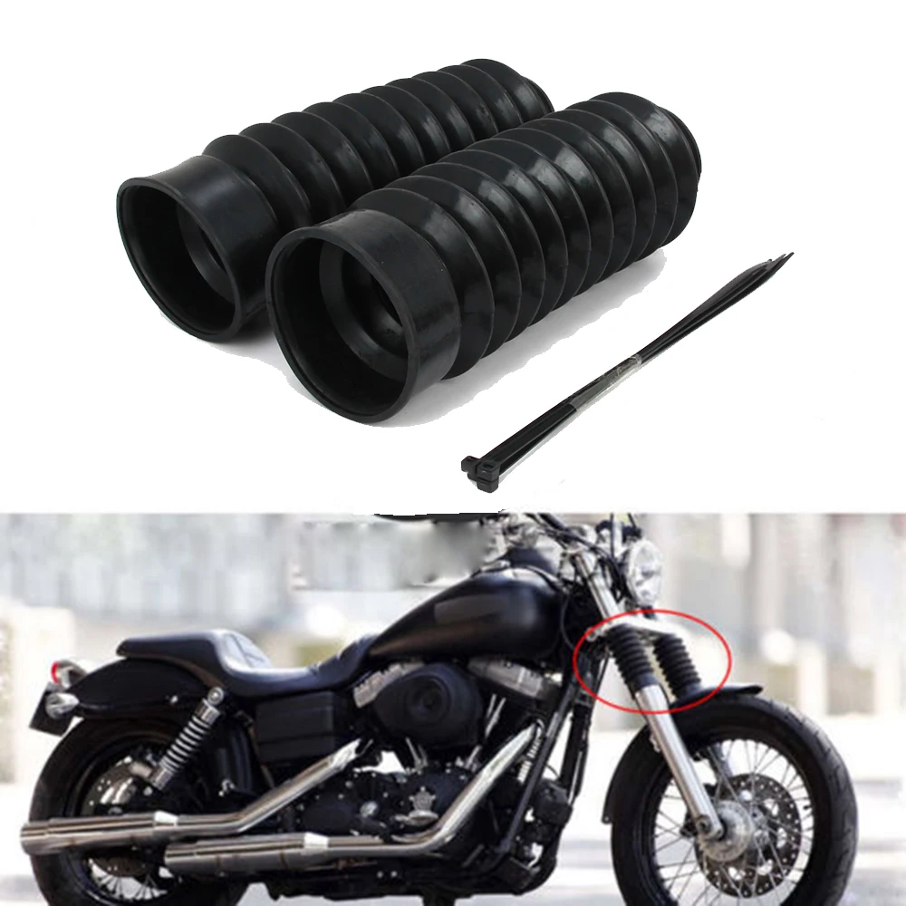 2PCS 49mm Rubber Front Fork Cover Gaiters Gators Boots Protector Shock Absorber For Harley Dyna Wide Glide EFI FXDWGI FXDWG | Автомобили и