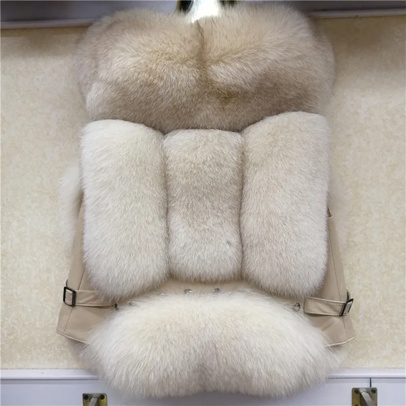 Женский жилет из натурального меха синего лисы короткая теплая зимняя