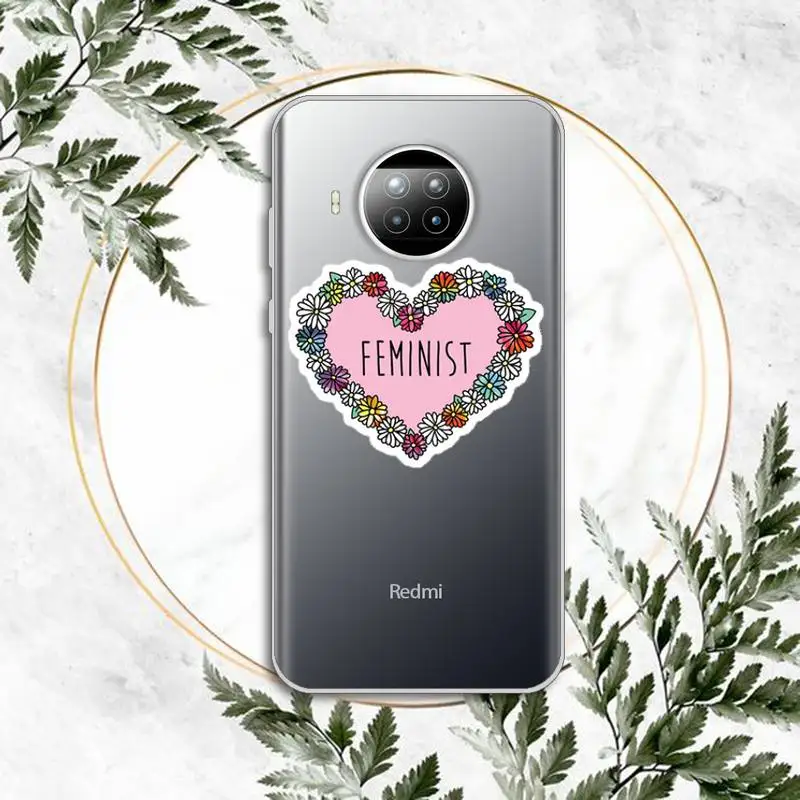 

Aesthetics Minimal Girl Power Feminist Phone Case Transparent for Xiaomi Redmi note 10 t 8 9 pro lite 11