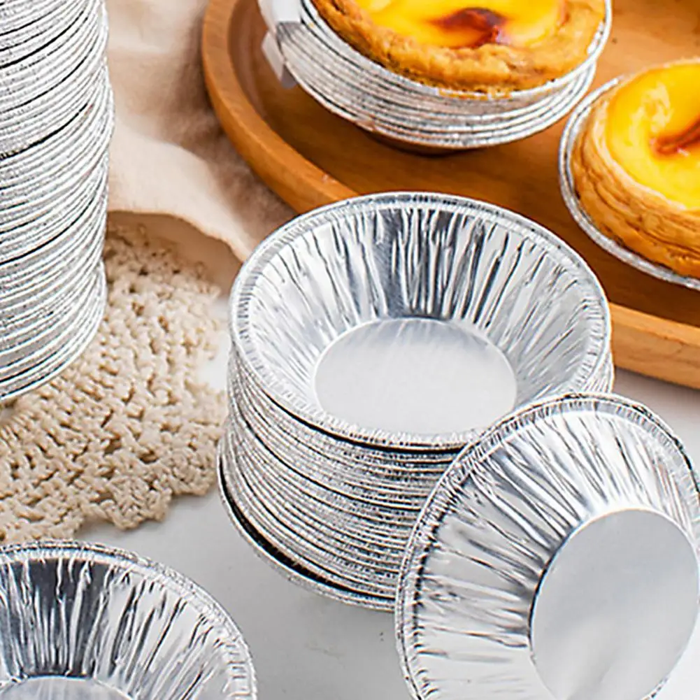 100 шт. Форма для яиц Flan круглые одноразовые оловянные десертные чашки выпечки