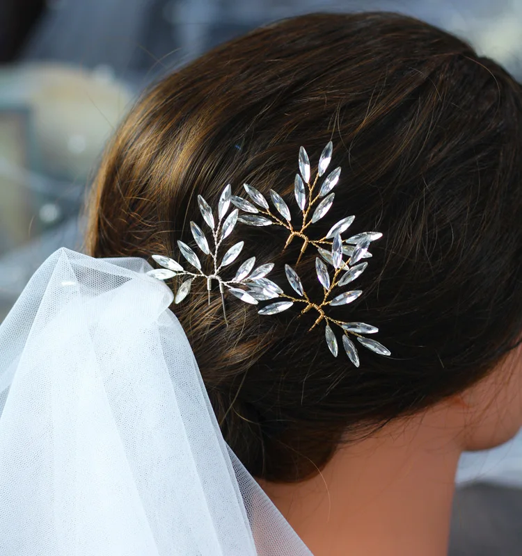 Набор из трех заколок для волос Стразы в винтажном стиле классический свадебный
