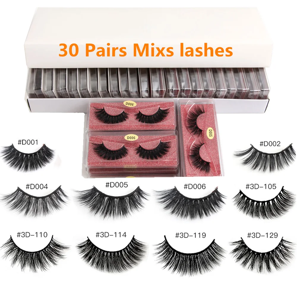 

30 Pairs Wholesale Eye Lashes Make Up 3d Mink Lashes in Bulk Beauty Makeup Fluffy Natural Winpers Mink Eyelashes Lash Vendors