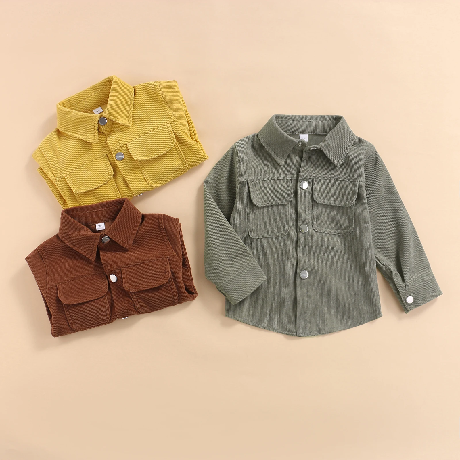 

Kids Baby Corduroy Coat Shirts Toddler Boys Long Sleeve Button-down Casual Daily Spring Fall Jacket Outwear Blouses 3 Colors