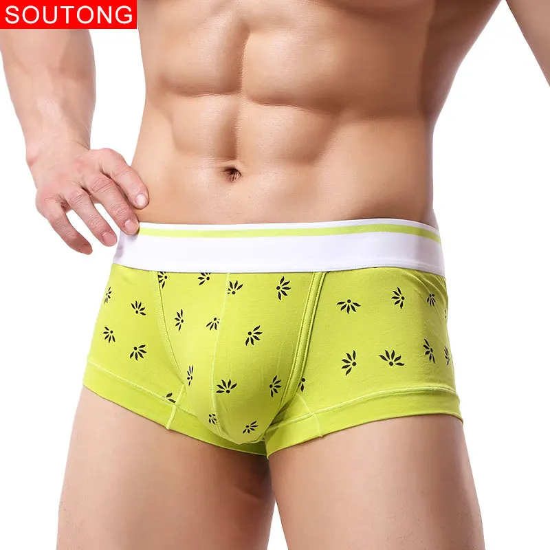 Трусы-боксеры Soutong мужские хлопковые шорты с цветочным принтом мягкое нижнее