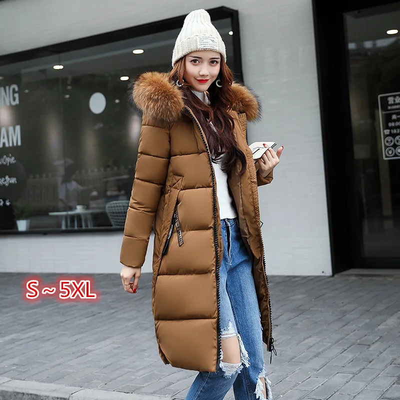 

2021 Winter new Korean version of the hooded slim big fur collar Mysterus cotton padded coat one generation