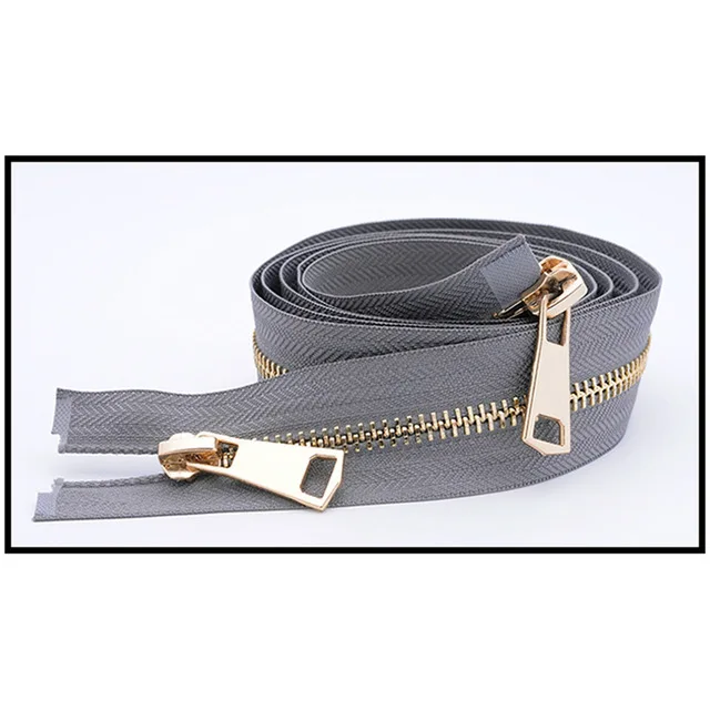 GoldGray Meetee 120 см 5# двойной слайдер застежки-молнии для шитья открытая металлическая молния Gunblack зубы куртка молния DIY 13 цветов A3-9 - Цвет: GoldGray
