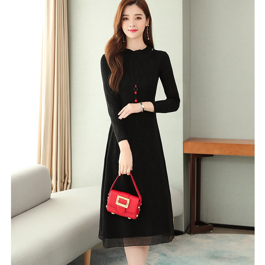 2021 в винтажном стиле элегантное красное платье миди осень зима женский новый 4XL