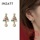 Женские серьги-гвоздики в виде рождественской елки, из серебра 925 пробы