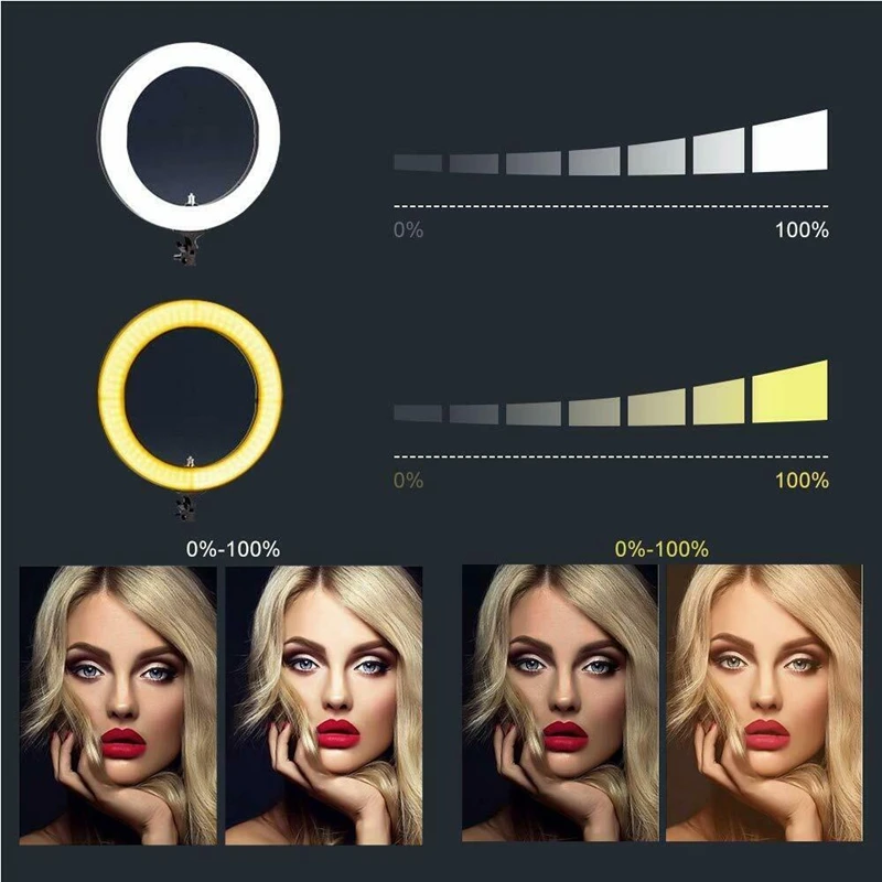 Светодиодная кольцевая лампа для фотосъемки с двойной подставкой iPhone селфи