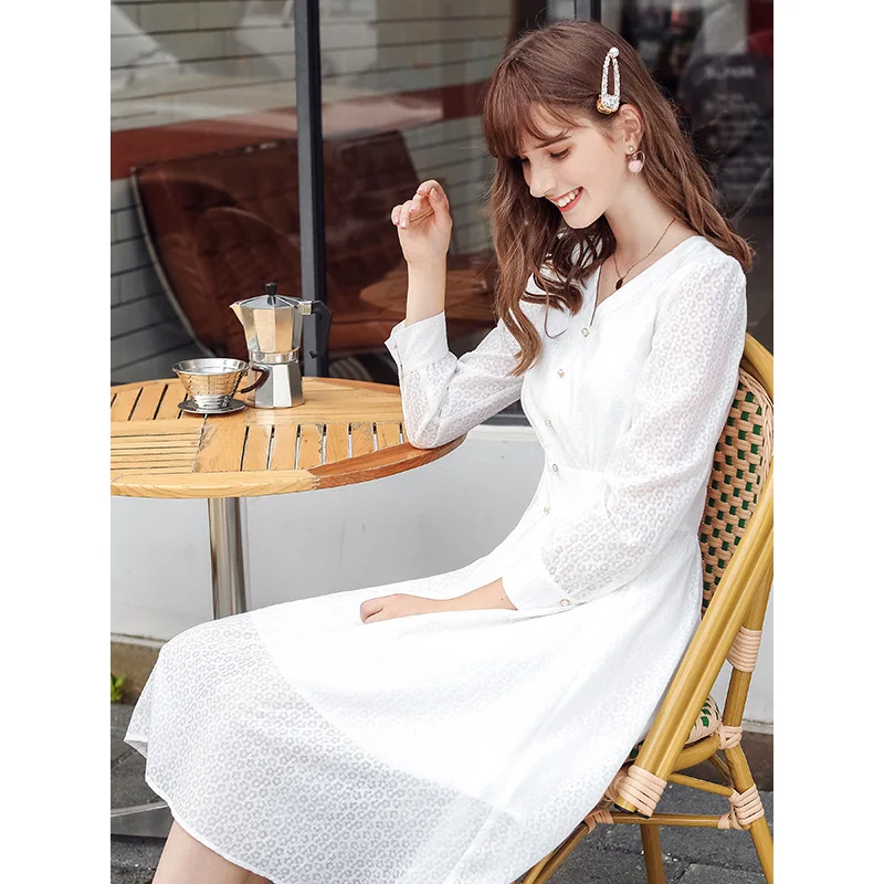 

White autumn elegant women dress party long sleeve midi vestido de festa casual vestidos elegantes blanco v neck dresses clothes