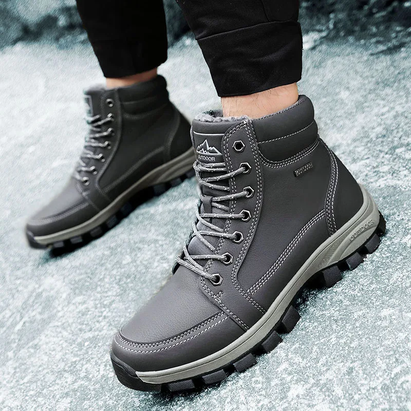 

Winter Men Boots Fur Warm Snow Boots Men Winter Boots Work Shoes Men Waterproof Ankle Boot Outdoor Sneakers Footwear