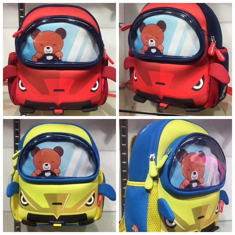 AWINPOP новый бренд 3D Мультфильм Крутой красный автомобиль школьные ранцы для