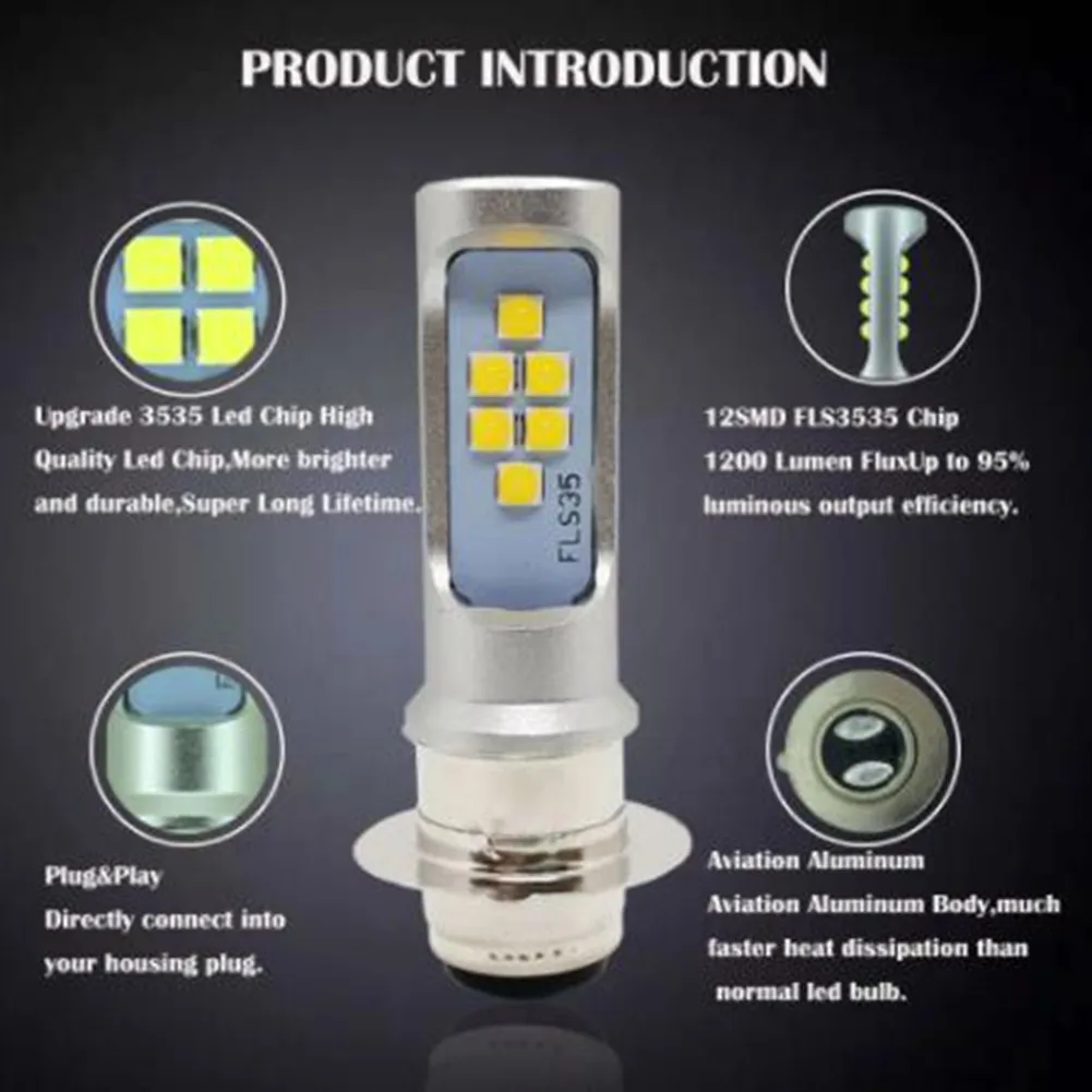 

H6M P15D LED Motorcycle Headlight Bulbs 1200LM Fog Lights White Yellow Ice Blue P15D LED Motorcycle Headlight