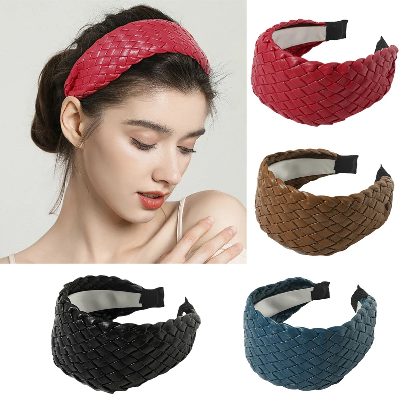 Pu Braided Hair Band Wide Brimmed Hair Hoop Facial Hair Band Female Hair Accessories Headbands for Women Accessories