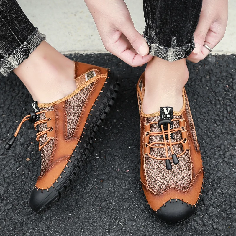 

men Fashion summer mesh shoes men casual water shoes mesh shoes lightweight breathable slip-on chaussure homme big szie 48