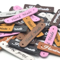 30pcs handmade labels tags clothes garment pu leather label hand made jeans bags diy craft knitting sewing supplies