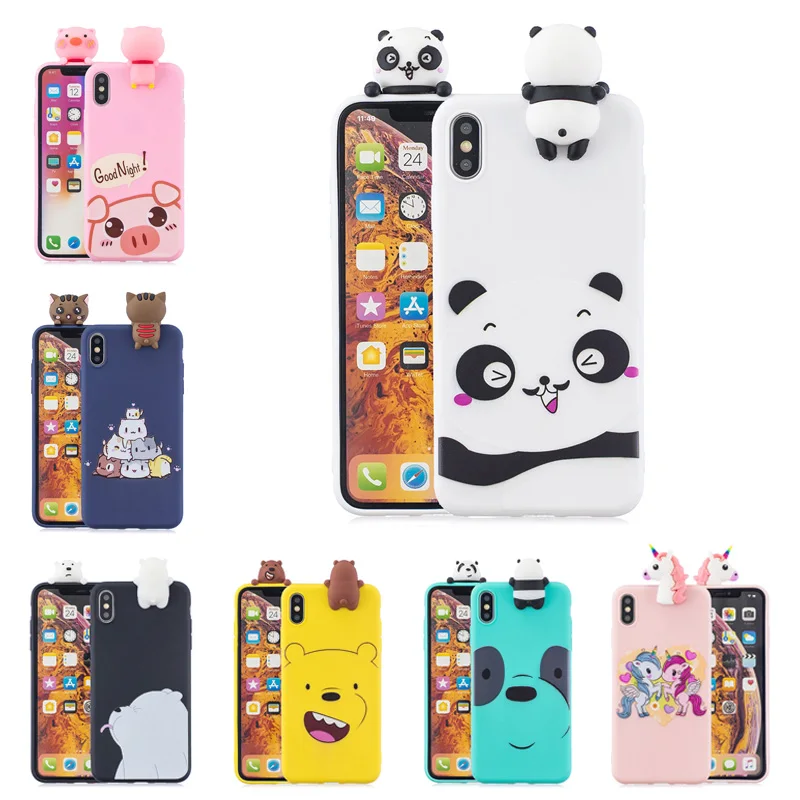 Милый мультяшный 3D Мягкий силиконовый чехол из ТПУ для iPhone 11 Pro X XS Max XR 8 7 6 6S Plus 5 5S