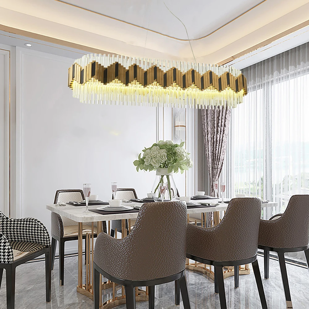 Youlaike rectangle chandelier lighting for dining room top luxury kitchen island crystal lamps modern glass light fixtures | Освещение