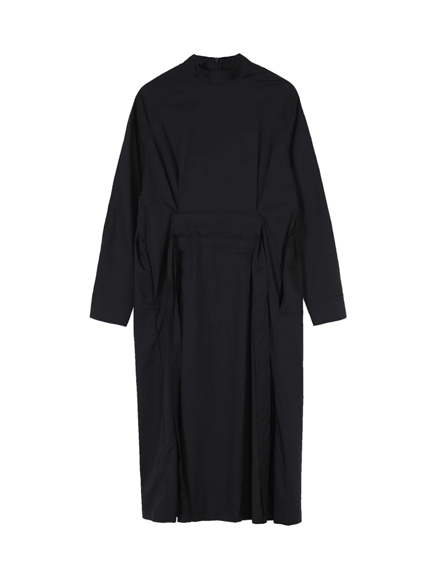 Осенняя мода Женская длинная рубашка платье темно CDG стиль yohji yamamoto шоу одежда с длинным рукавом черная рубашка платье дизайн стиль