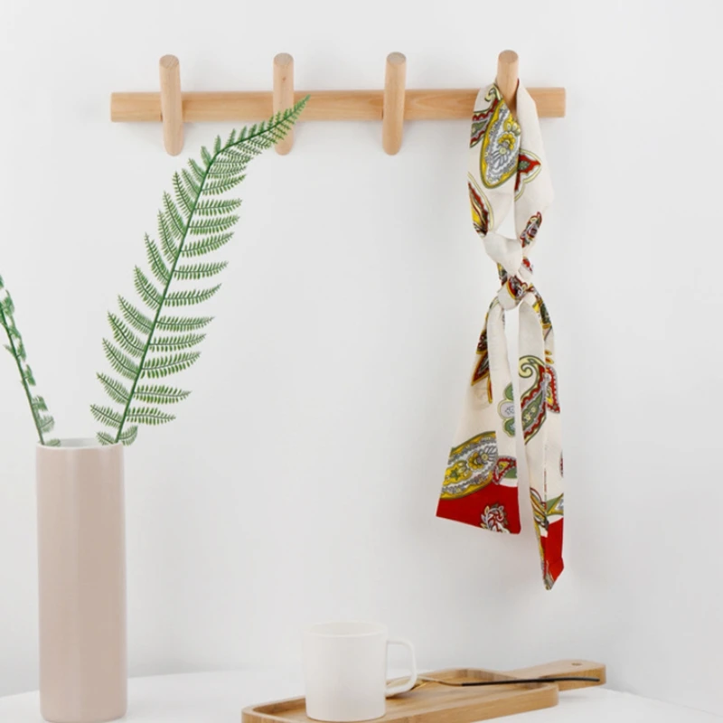 

4 Hooks Solid Wood Coat Rack Behind the Door Fitting Room Hanging Clothes Hook Wall Mounted Coat Rack