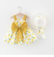 pretty girl dress baby dresses bow sunhat print fruit sleeveless children clohtes 2021 summer newborn girl dresses 0 3 years