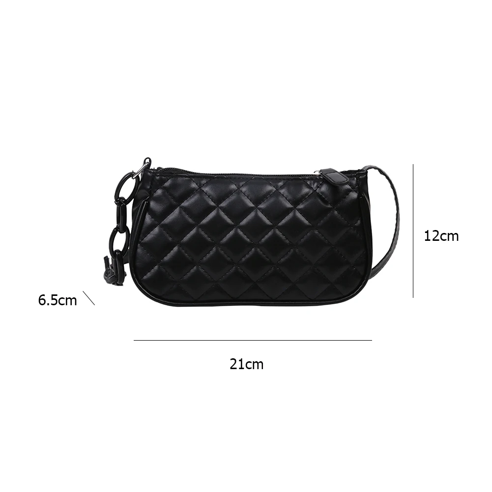 

Fashion Lattice Pattern Handbag Chain Casual Totes Bags Women Solid Color PU Leather Portable Shoulder Underarm Purses