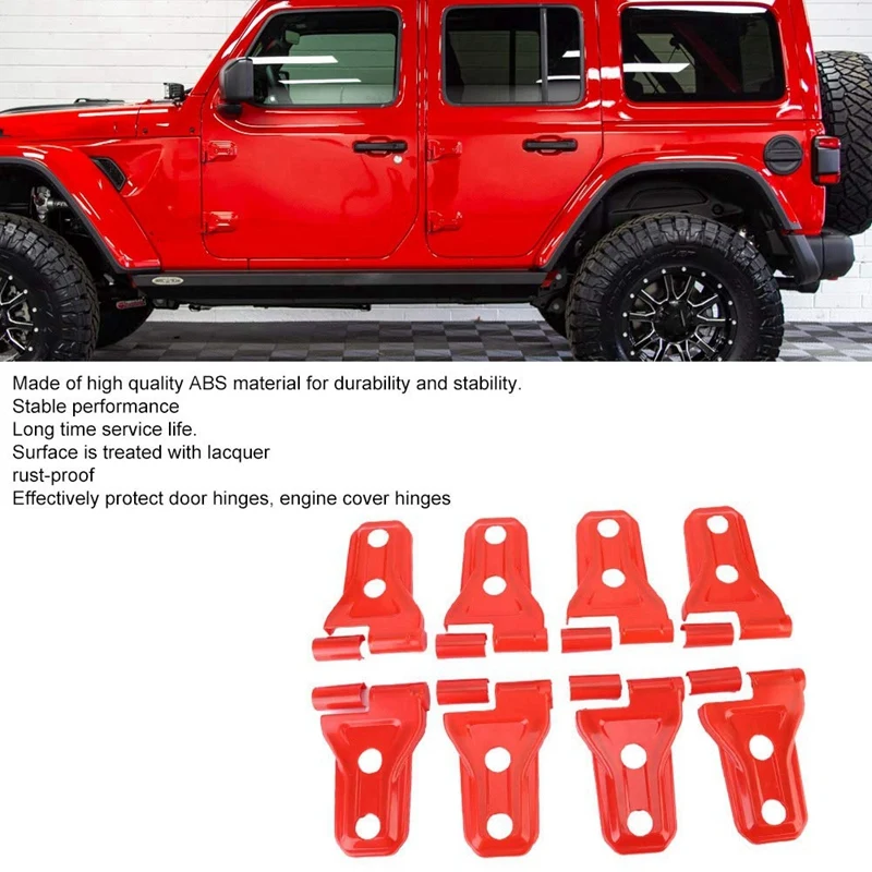 Door Hinge Cover 8 ABS Chrome Plated Side Exterior Molding Trims for Jeep Wrangler JL 2018-2019 Red | Автомобили и мотоциклы
