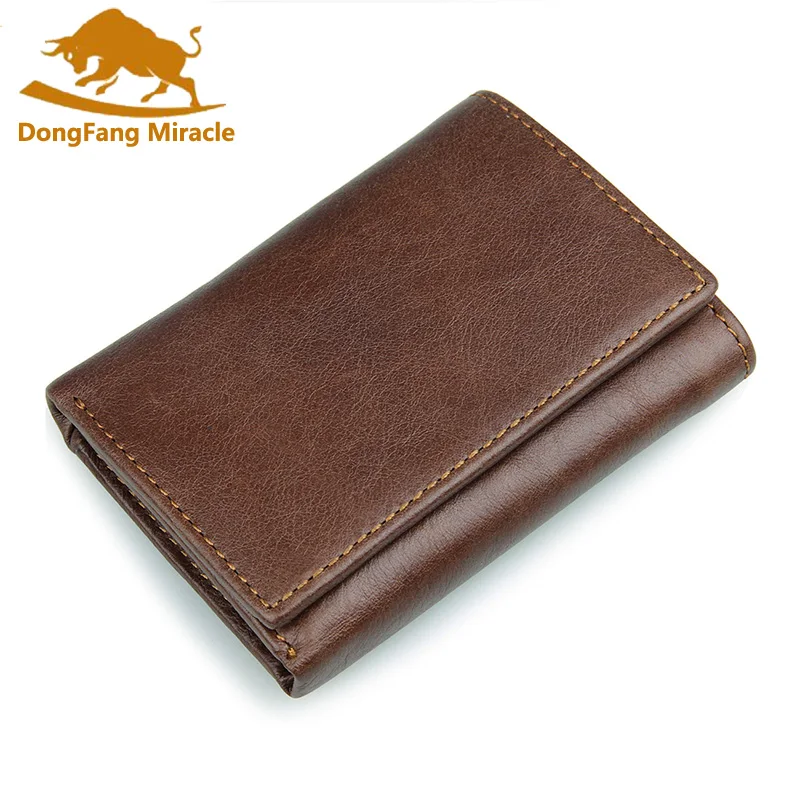Новинка Винтажный Мужской кошелек натуральная кожа короткий дизайн