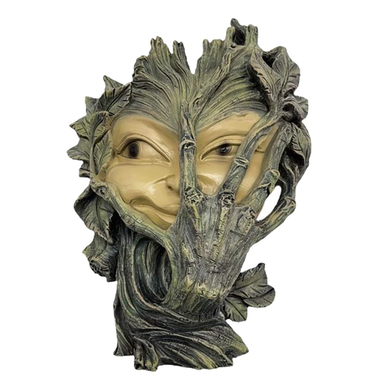 

Женская скульптура с изображением лица, декор для деревьев, украшение для стен в саду, искусство на стену, мистические скульптуры, Декор