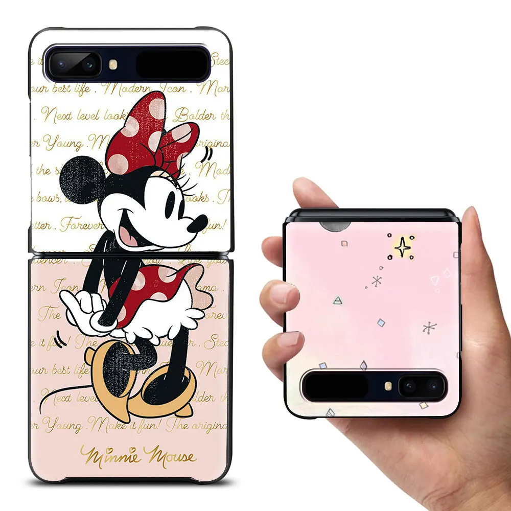 pink minnie cartoon cute shockproof cover for samsung galaxy z flip flip3 5g black phone case shell hard fundas coque capa free global shipping