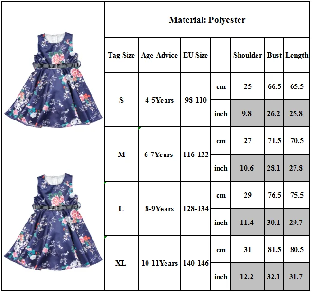 

Kids Girls Skater Dress Floral Print Summer Party Sleeveless Dresses 4-11 Years