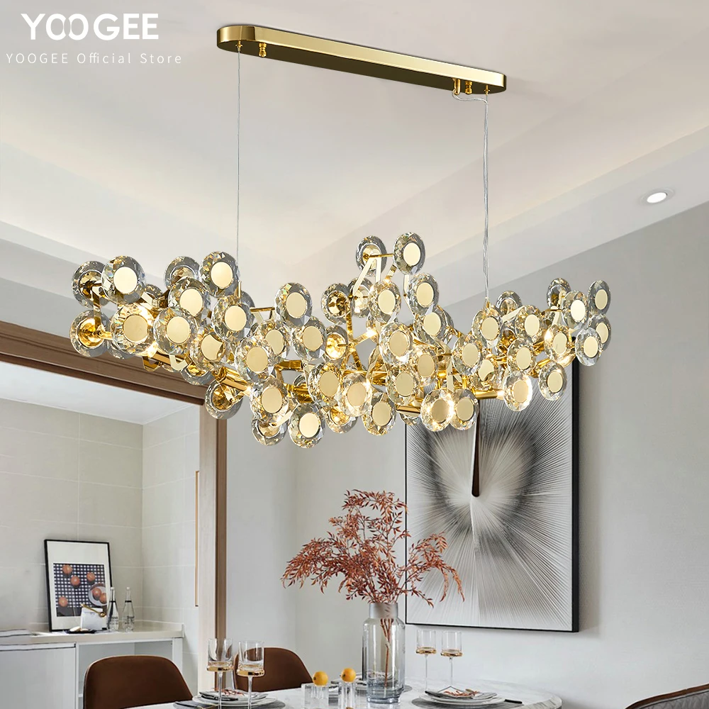 

Modern design gold crystal chandelier for Dining room Home Decoration light fixture luxury kitchen island Led hanging lamp