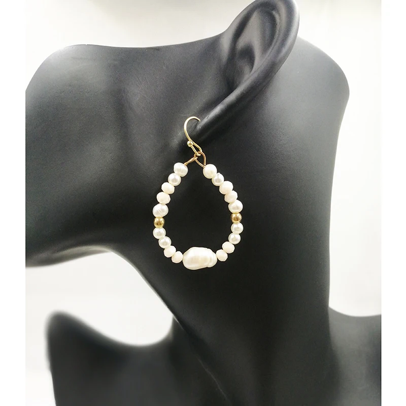 Женские серьги кольца с пресноводным жемчугом|Серьги-кольца| |