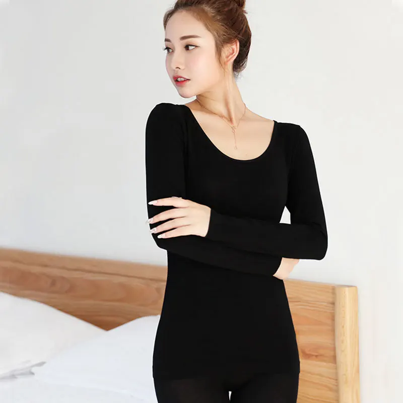 Ультратонкое утепленное нижнее белье 37 градусов Дамский комплект облегающее из