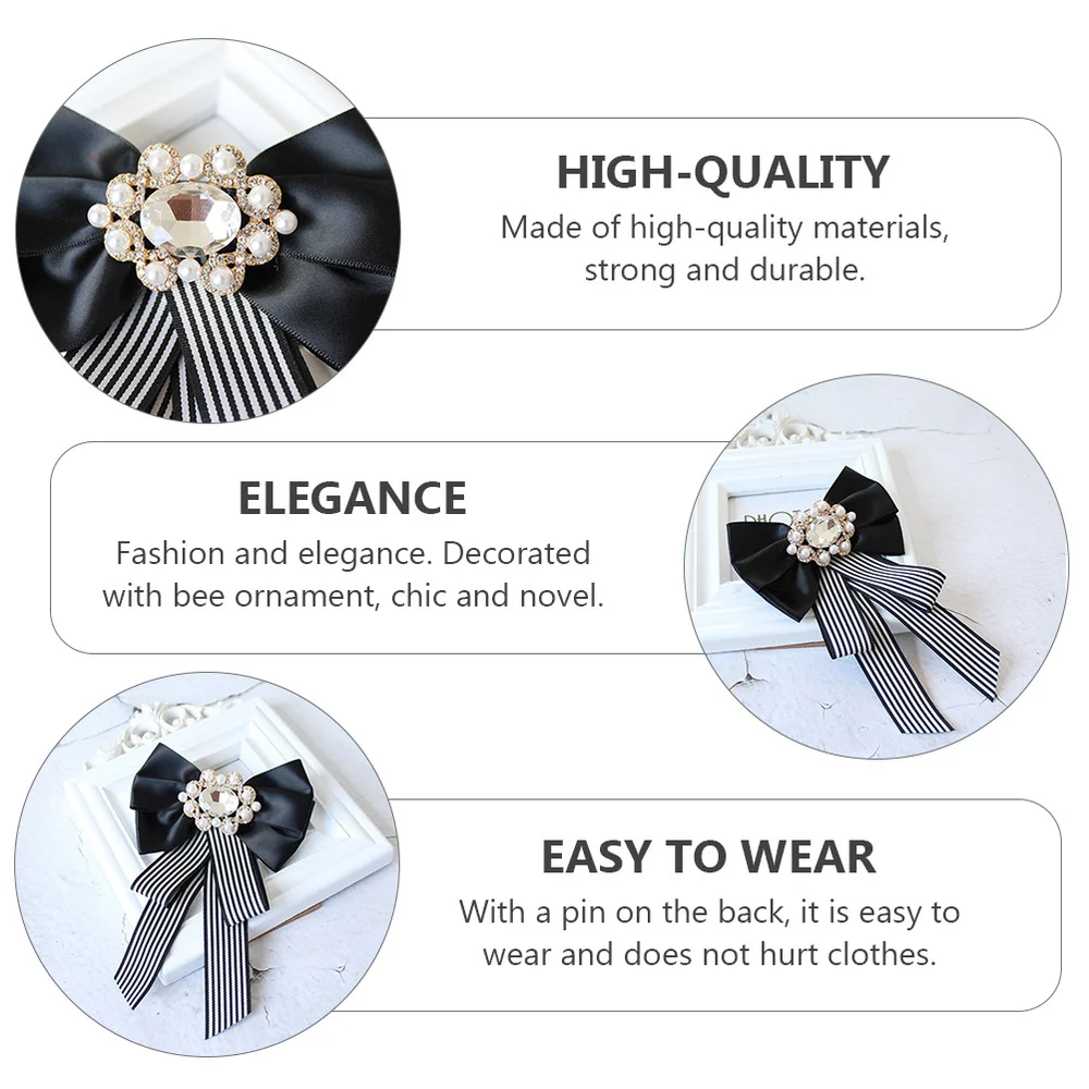 

1 Pc Business Wear Shirt Bow Tie Cloth Exquisite Bowknot Neck Tie (Black White)
