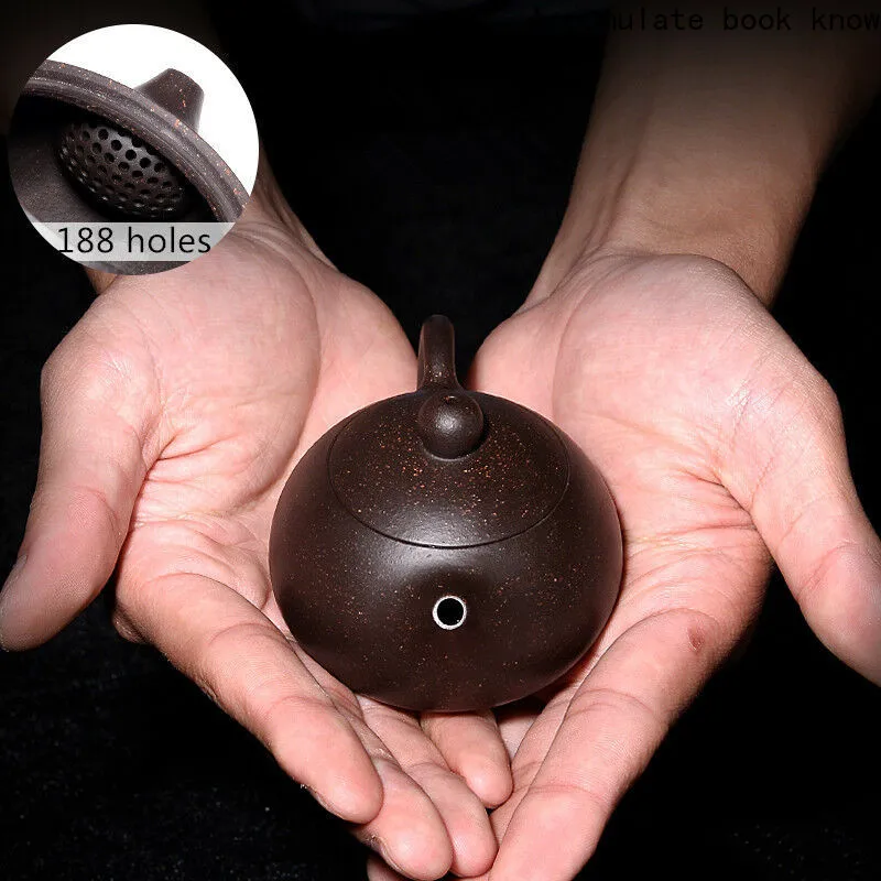 

New 90ml Tea Set 3oz Marked Tea Pot Ball Shaped Infuser Holes Real Yixing Zisha Kungfu Tea Pots Clay Teapot Gift Send Zisha Cup